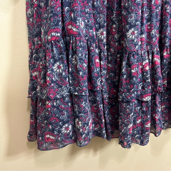 🌟 Ulla Johnson Women's Ollie Silk Floral Mini Dress Blue Pink Size 2 - Picture 5 of 11